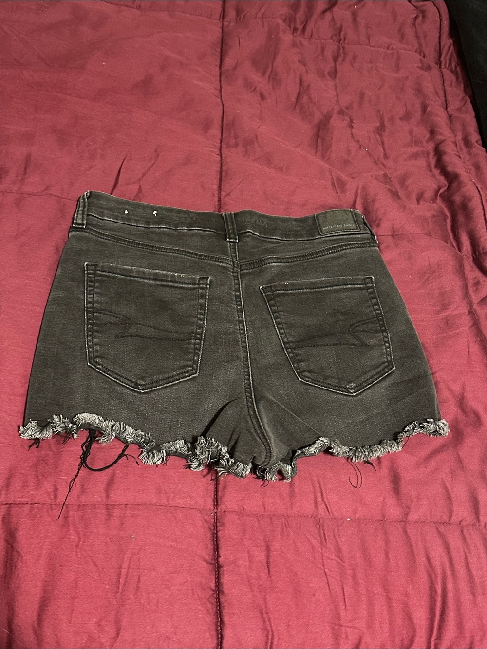 American Eagle Outfitters Black Frayed Hem Denim Shorts
